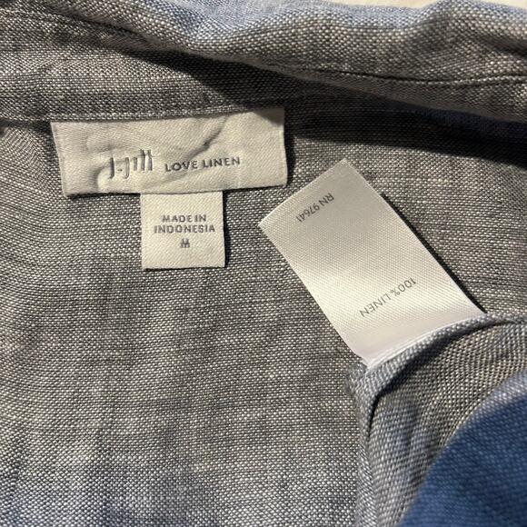 J. Jill Love Linen Blouse Tunic 100% Linen Heather Gray SZ Med Office Preppy - Picture 8 of 10